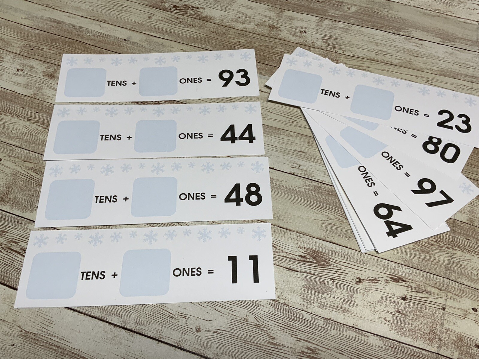 Tens & Ones Write & Wipe -Math Center - Dry Erase  - 24 Laminated Activity Cards