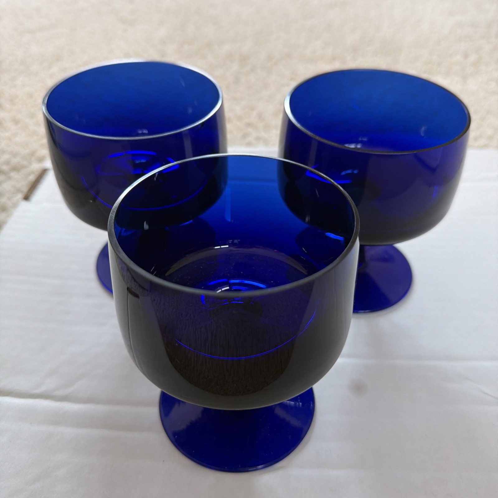 3 Vintage VTG MCM Nybro Swedish Cobalt Blue/Indigo Danish Modern Glasses A+