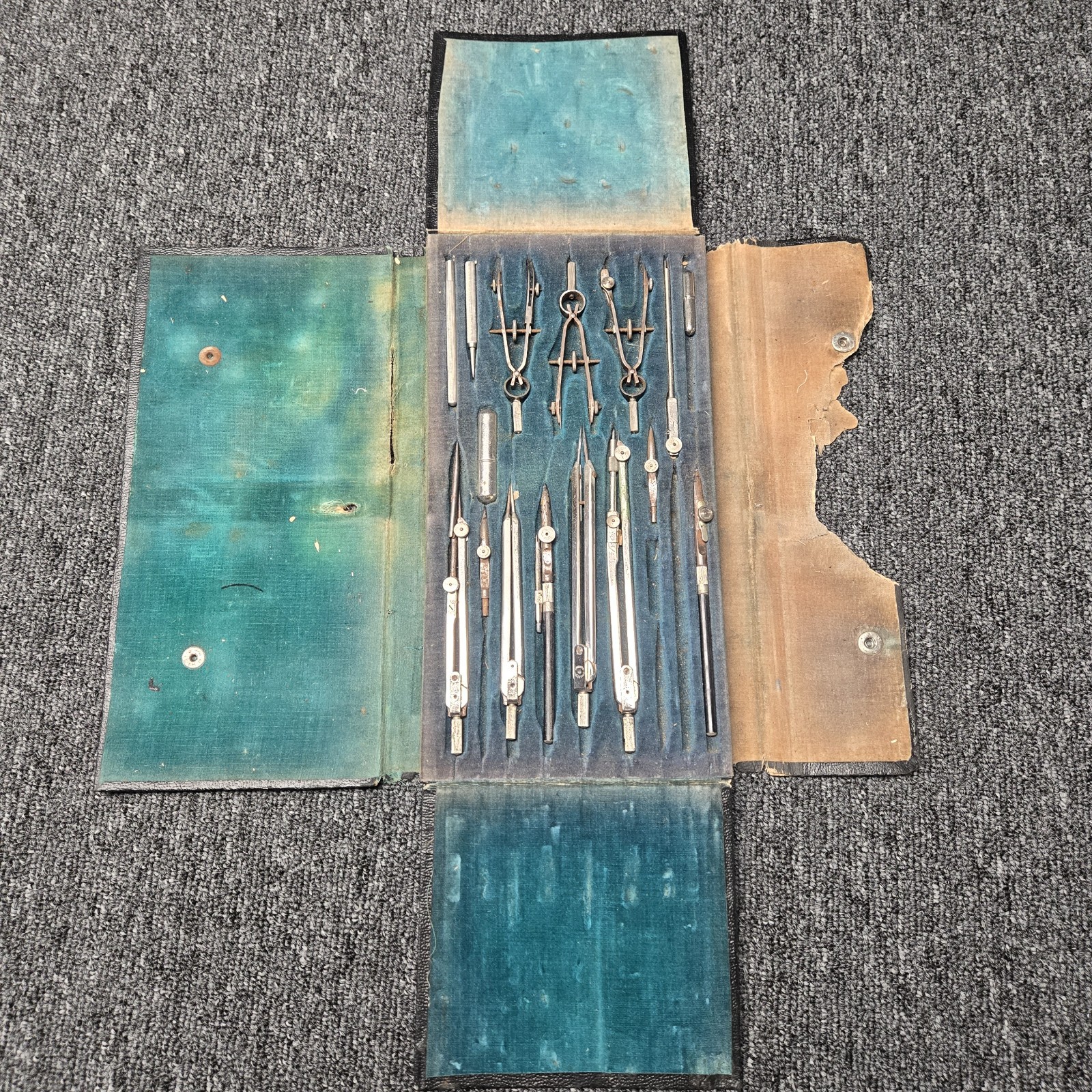 Vintage No. 114 German Drafting Set Large Incomplete Compass Ruling Pen Kit