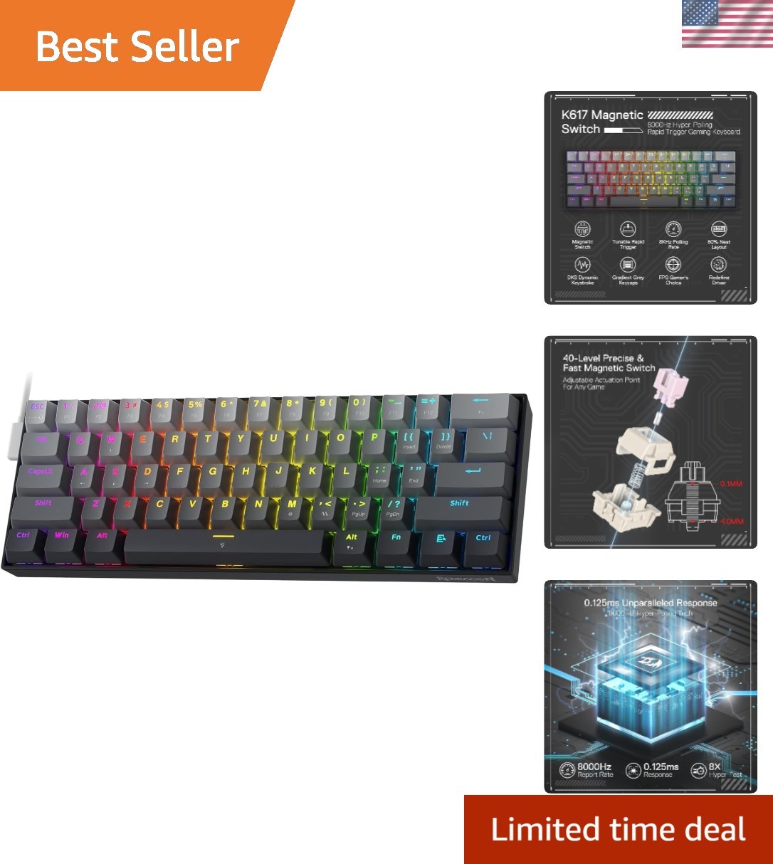 High-Performance Wired Gaming Keyboard with Adjustable Actuation for Precision