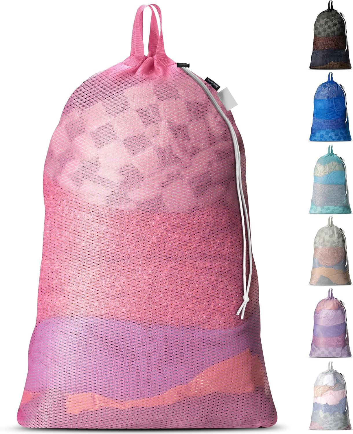 Large Mesh Laundry Bags - Heavy Duty with Handles & Drawstring - Machine Washabl