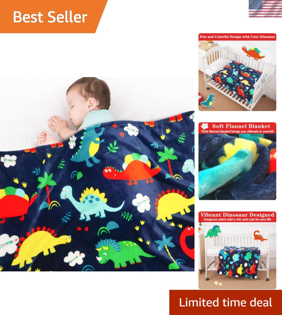 Toddler Blanket for Boys and Girls, Plush and Thick Dinosaur Blanket Birthday...