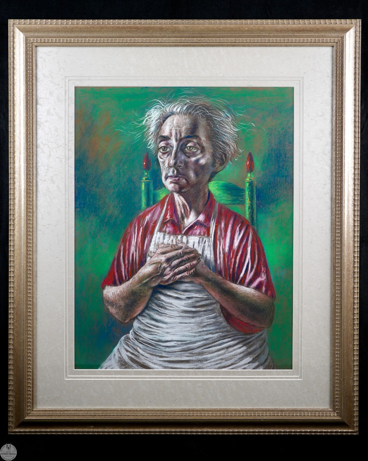 Vintage Framed Original Expressionist Portrait Pastel Painting By Noel Rockmore