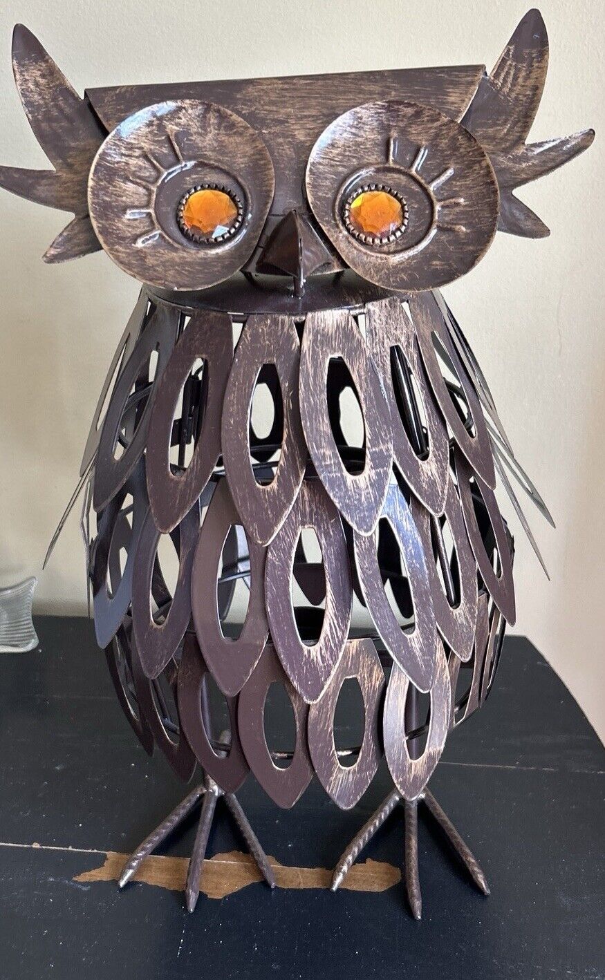Owl Metal Tealight Holder Copper color
