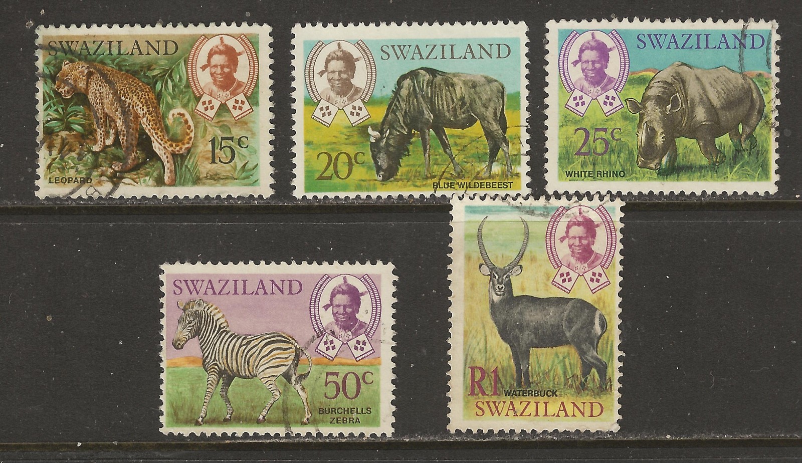 Swaziland 1969 Animal definitives 15c - 1r o/FU SG 170-4