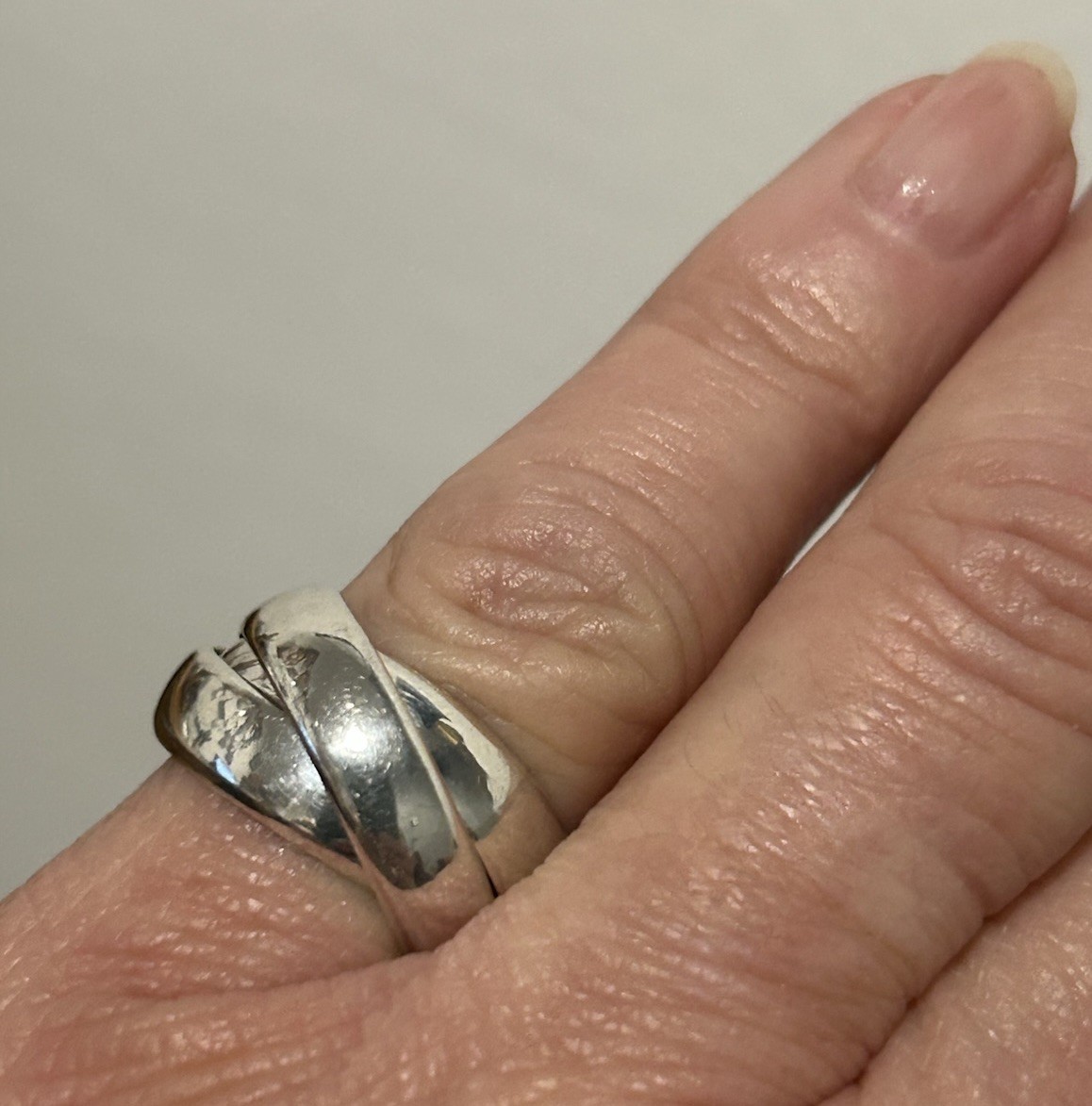 Sterling Silver (2003 HM) Chunky/Heavy Triple Wedding/Band Ring. Size L (9.35g)