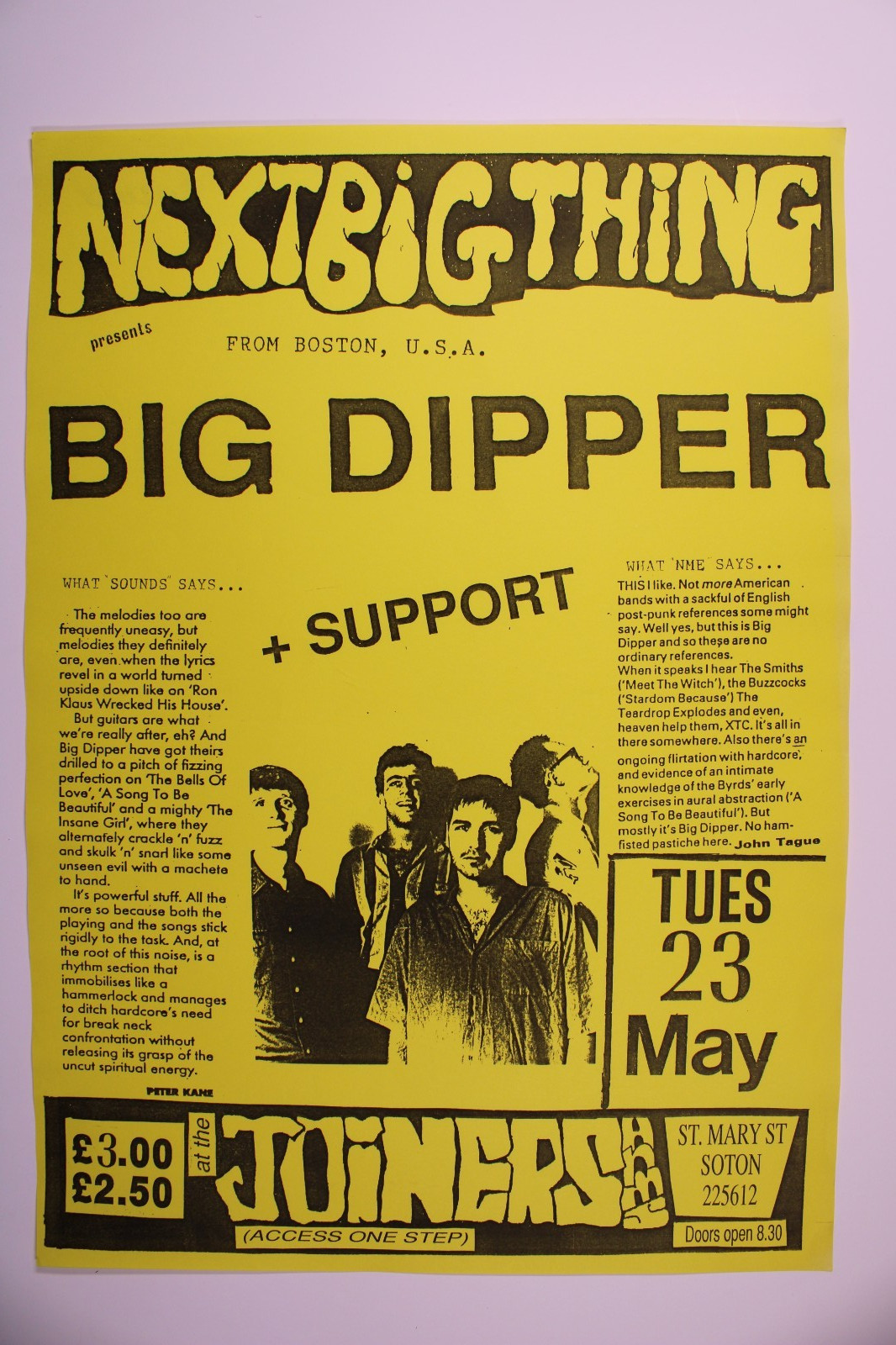 Big Dipper Poster Original Next Big Thing Joiners Arms 23rd May Circa 1990