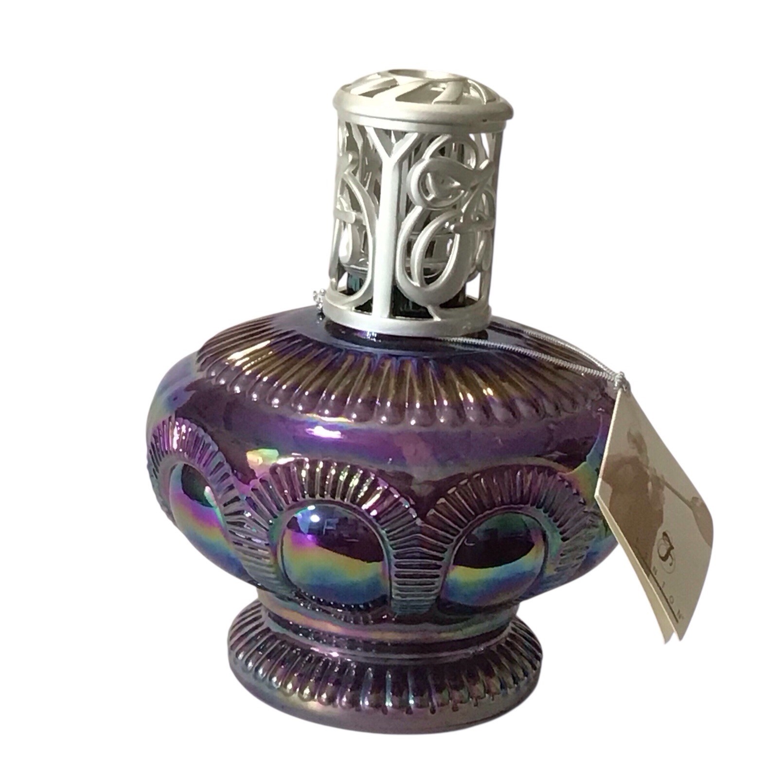 Fenton Zipper Aubergine La-Tee-Da Silver Crown Carnival Effusion Lamp