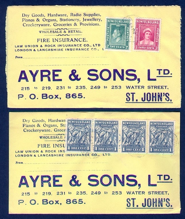 NEWFOUNDLAND SEL OF 4 1940's AYRE & SON'S ILLUSTRATED COVERS VARIOUS COMBOS