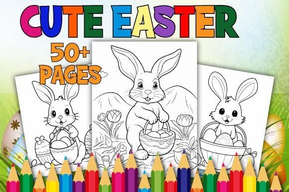 Cute Easter Coloring Book  hours of fun