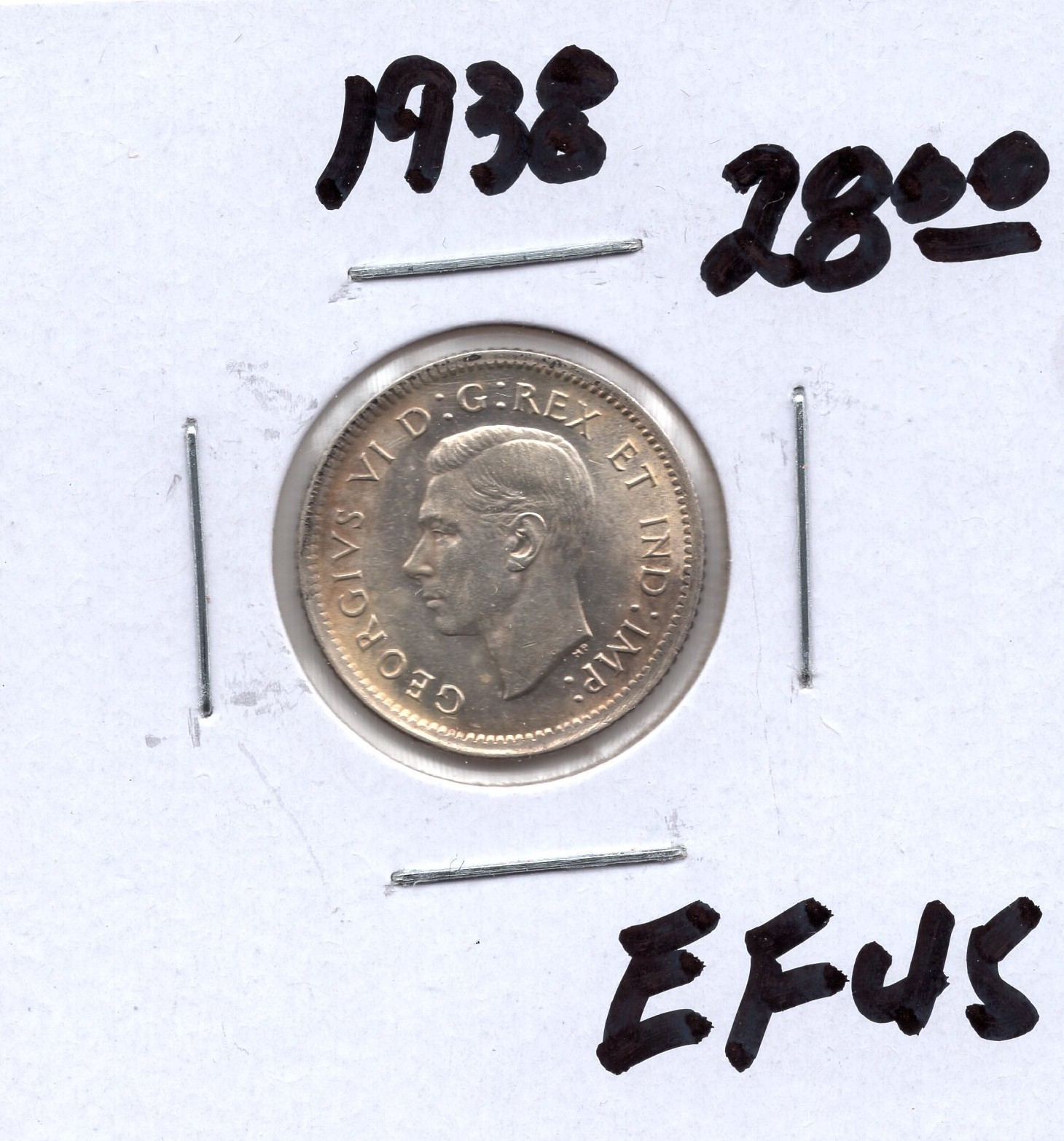 1938 Canada 10 Cent Coin - EF +