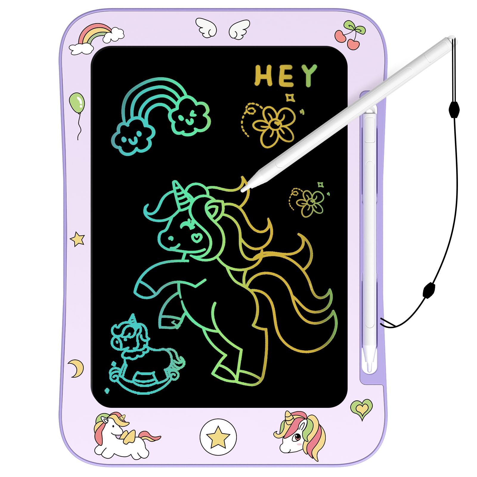 Genialba LCD Writing Tablet for Kids, Colorful Screen Drawing Board Purple 