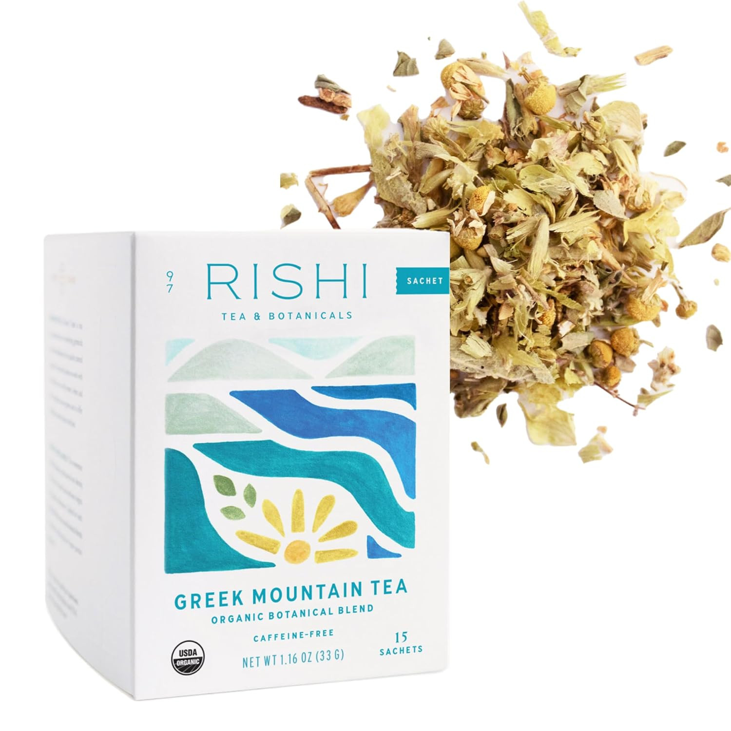 Organic Greek Mountain Herbal Tea - Caffeine Free, 15 Sachets