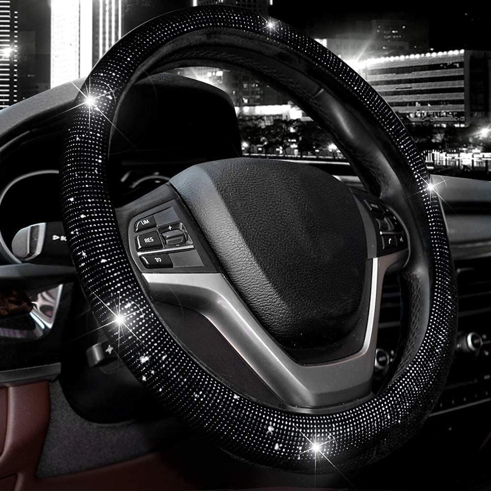  Steering Wheel Cover for Women Men Bling Bling Crystal Diamond Sparkling Car 