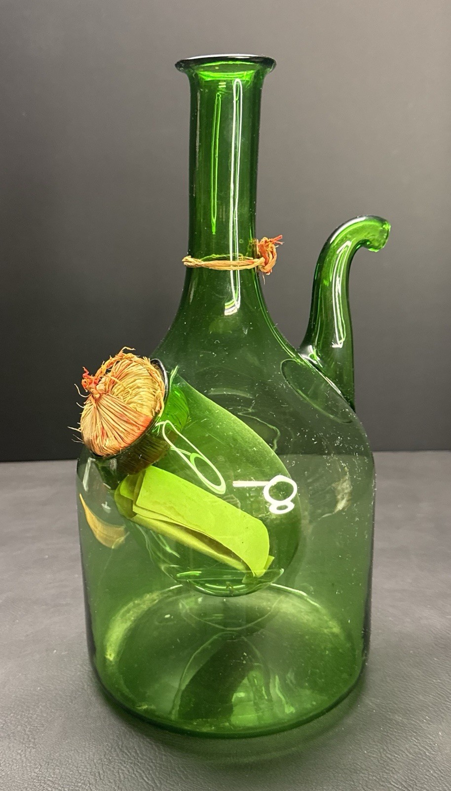 Vintage Italian Demijohn Green Glass Wine Decanter with Plugs and Ice Chamber #2