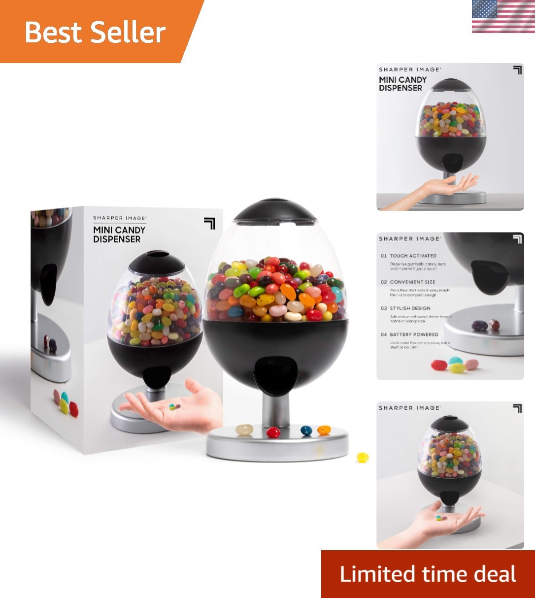 9" Mini Automatic Candy Dispenser, Touch-Activated Countertop Candy Machine, ...