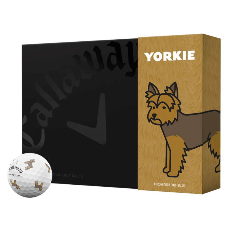 Callaway Chrome Tour Truvis Golf Ball Small Dog Yorkie Edition 12 Ball