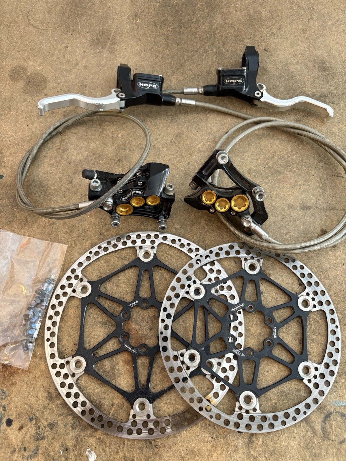 Hope Mono 6 Ti Brakes 6 Piston! Mountain Bike Downhill 203mm 163mm Rotors
