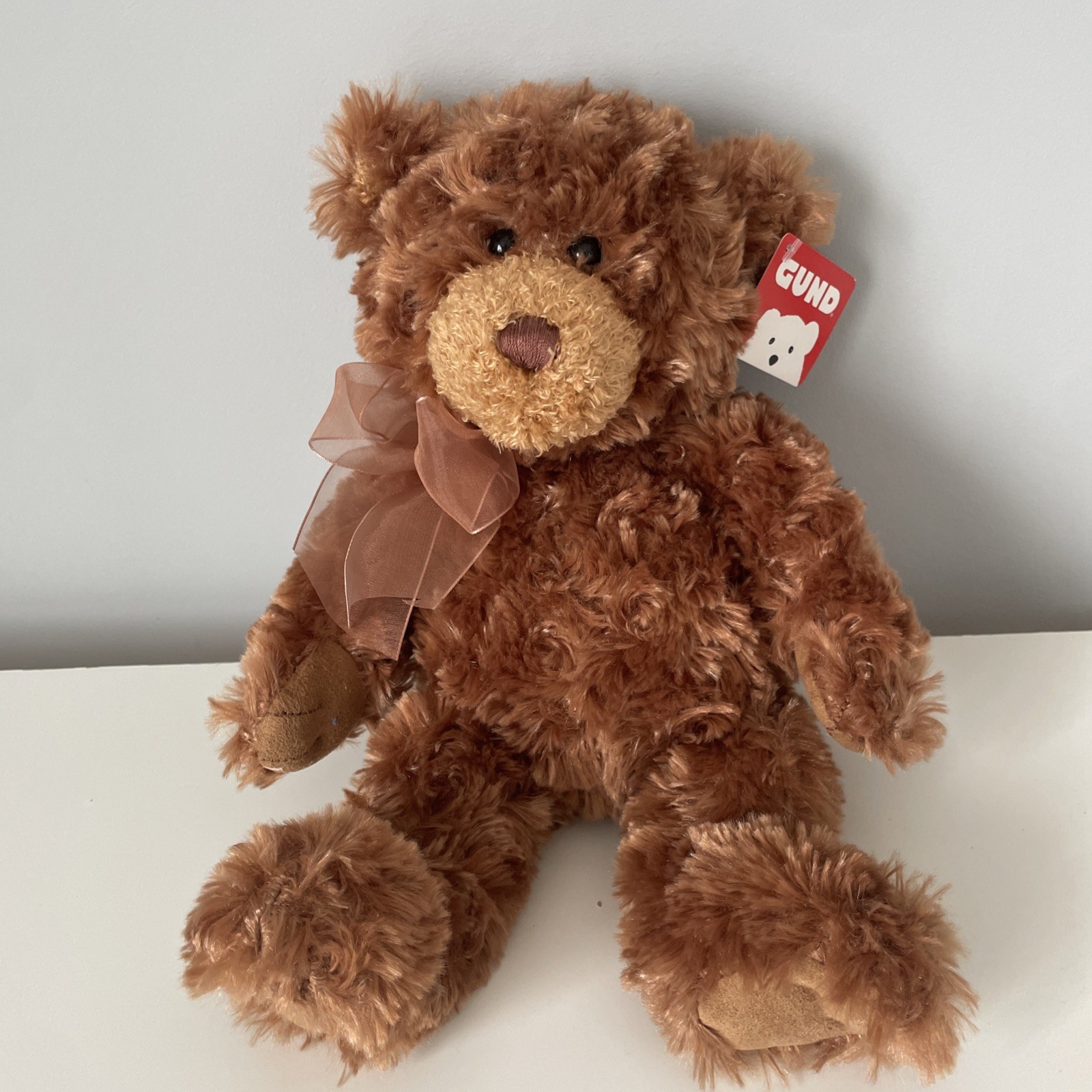 GUND CORIN Brown Teddy Bear Plush Stuffed Animal w/ Ribbon Soft Toy 12” Tag