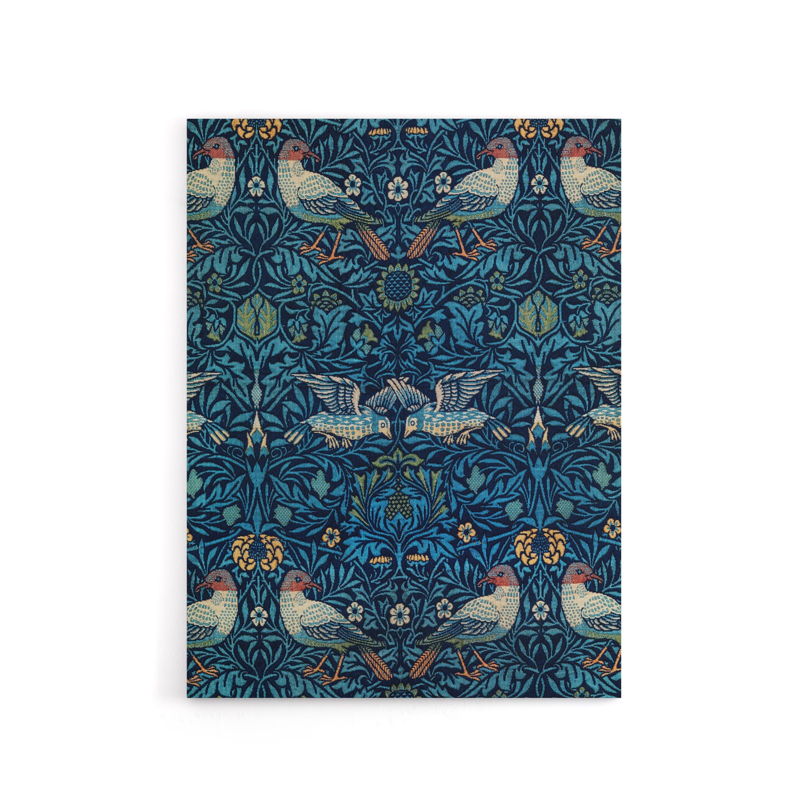 Birds and Flowers Blue Pattern Canvas Wall Art Print Morris