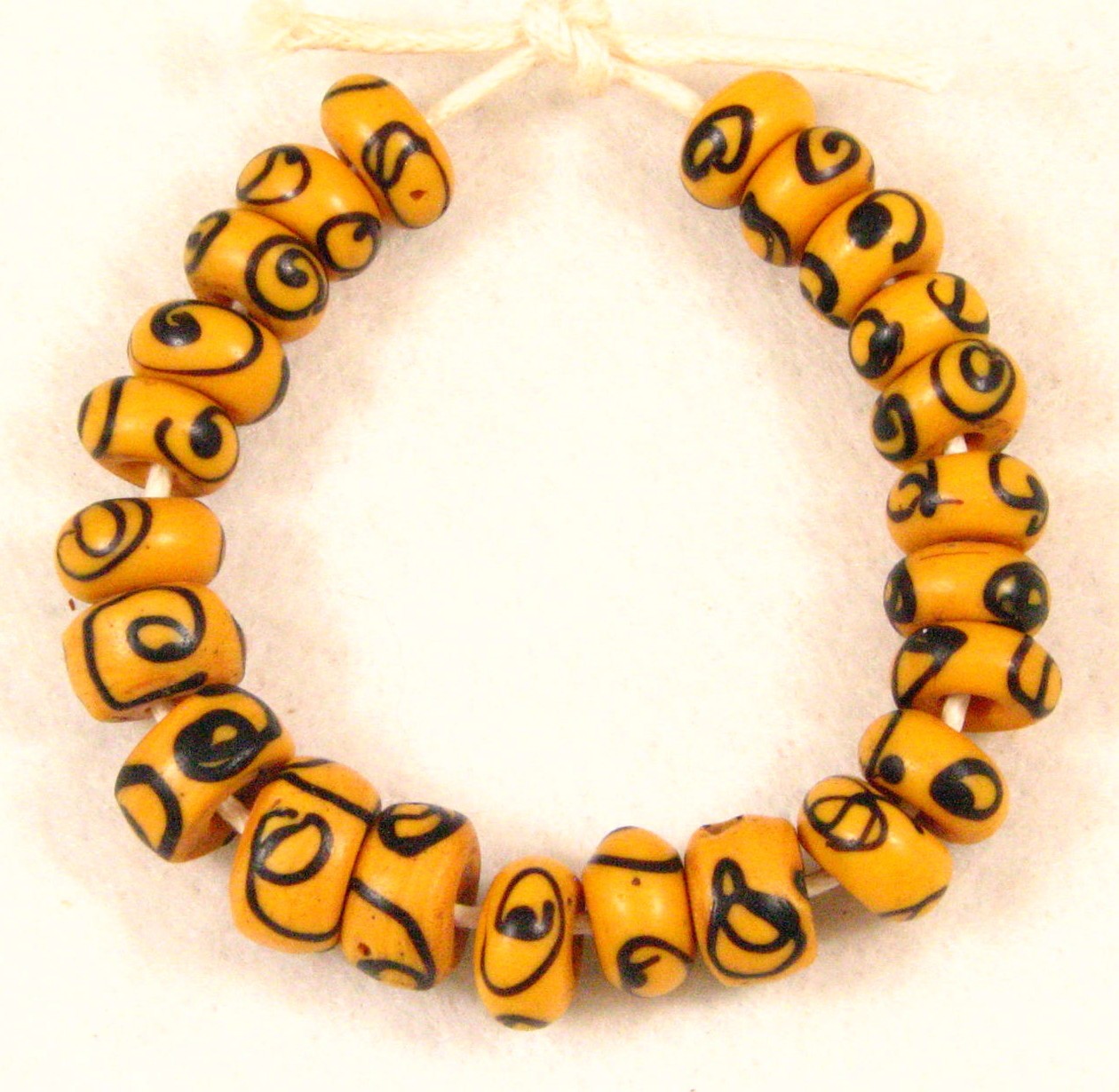23 Old Venetian Glass Yellow Lampwork Zen or Squiggle Disk  African Trade Beads