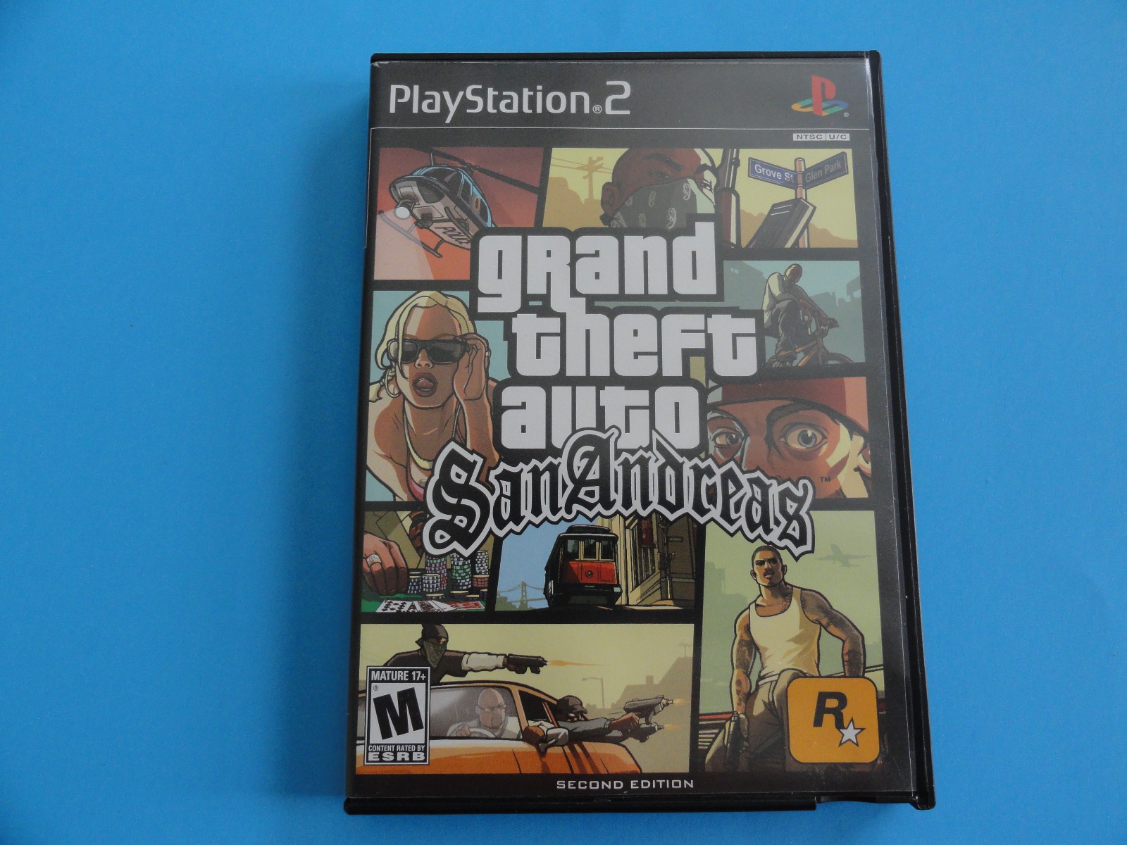 PS2 GRAND THEFT AUTO SAN ANDREAS COVER ART IN BLOCKBUSTER VIDEO CASE
