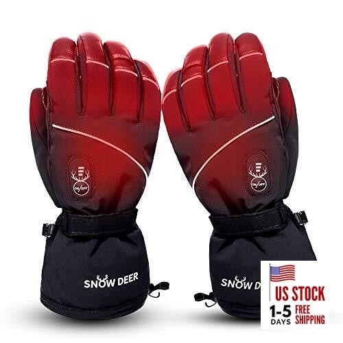 Electric Heated Gloves for Men & Women, Waterproof & Windproof Ski Gloves Small