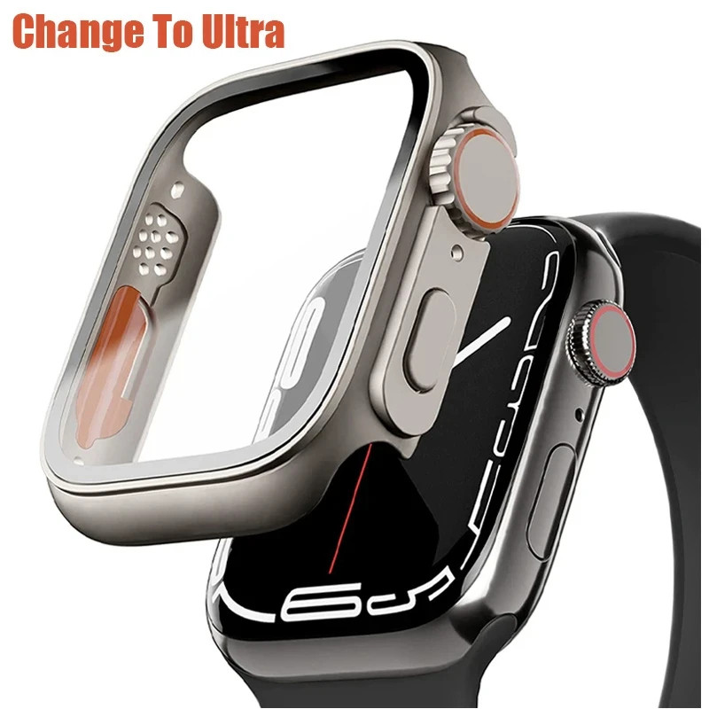 Glass+Case for Apple Watch 44Mm 45Mm 41Mm 40Mm 42Mm 38Mm Screen Protector Cover 