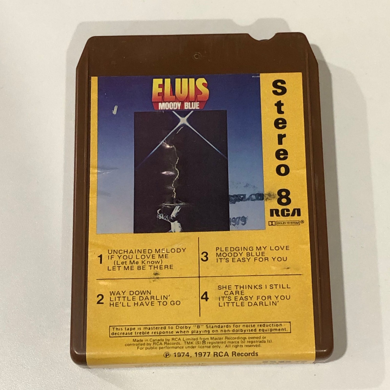 Elvis Presley Moody Blue 8-Track Tape RCA Stereo Vintage 1977 Brown Loose