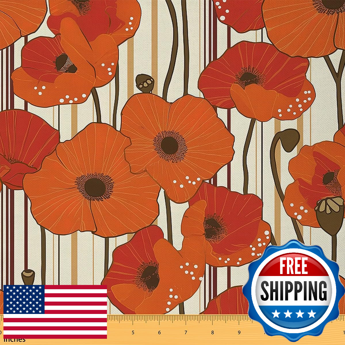 Feelyou 3 Yard Vintage Floral Upholstery Fabric for Chairs, 100% Polyester 58"