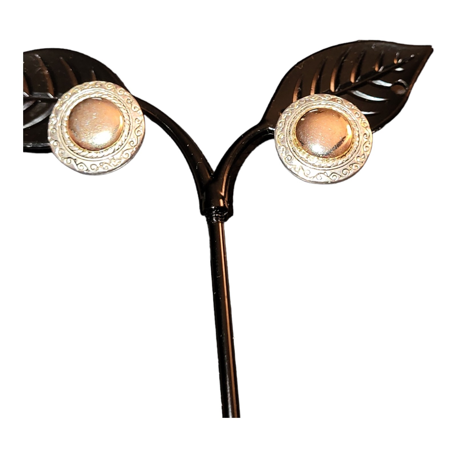 Vintage Gold/Silver Tone Button Pierced  Earrings