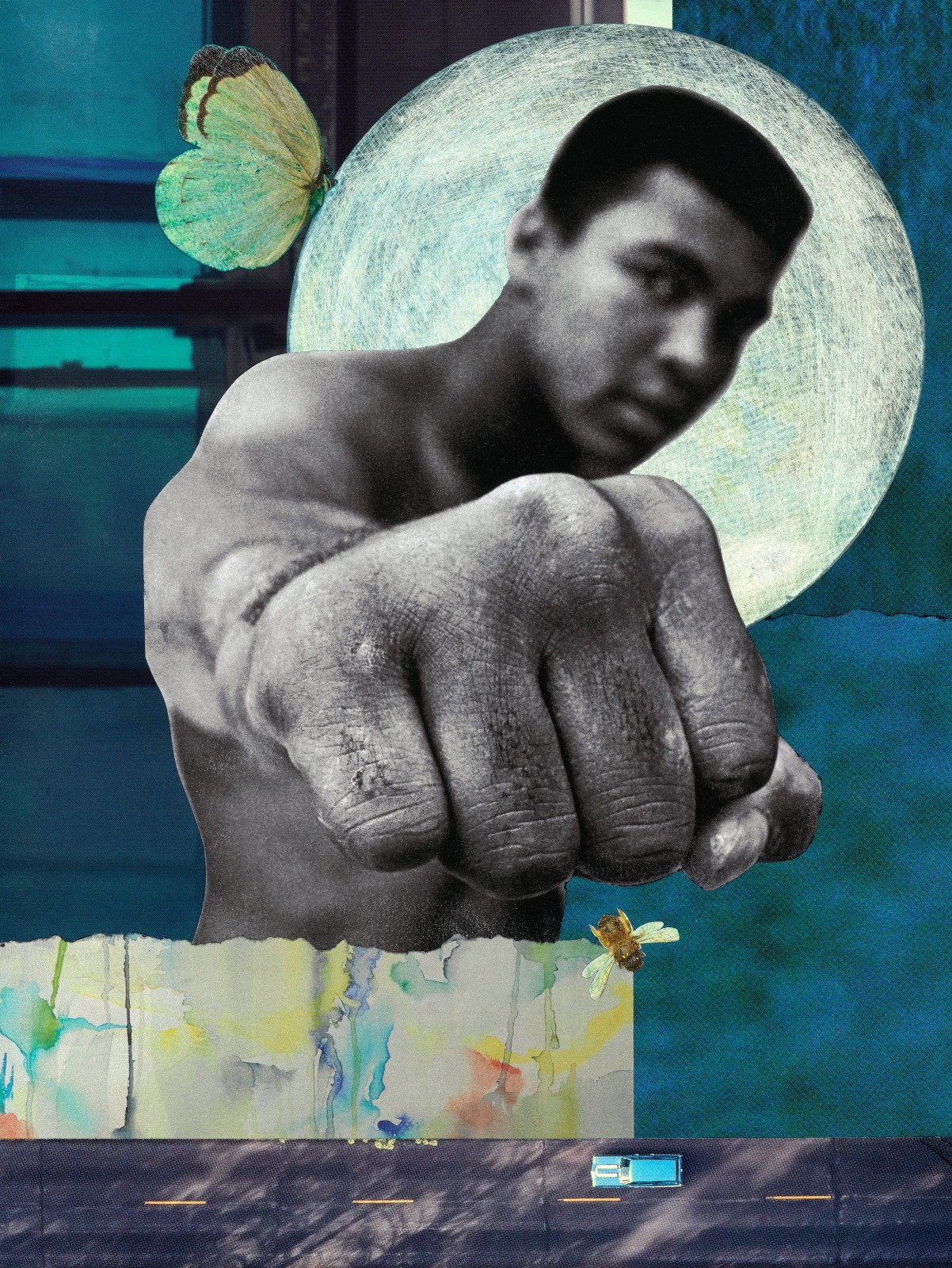 MUHAMMAD ALI - ORIGINAL HAND-MADE MIXED-MEDIA COLLAGE ART 16x20 PRINT - Giclée