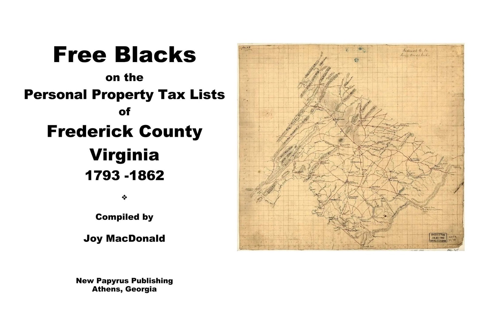 Free Blacks Frederick County, Virginia Personal Property Tax Lists, 1793-1862