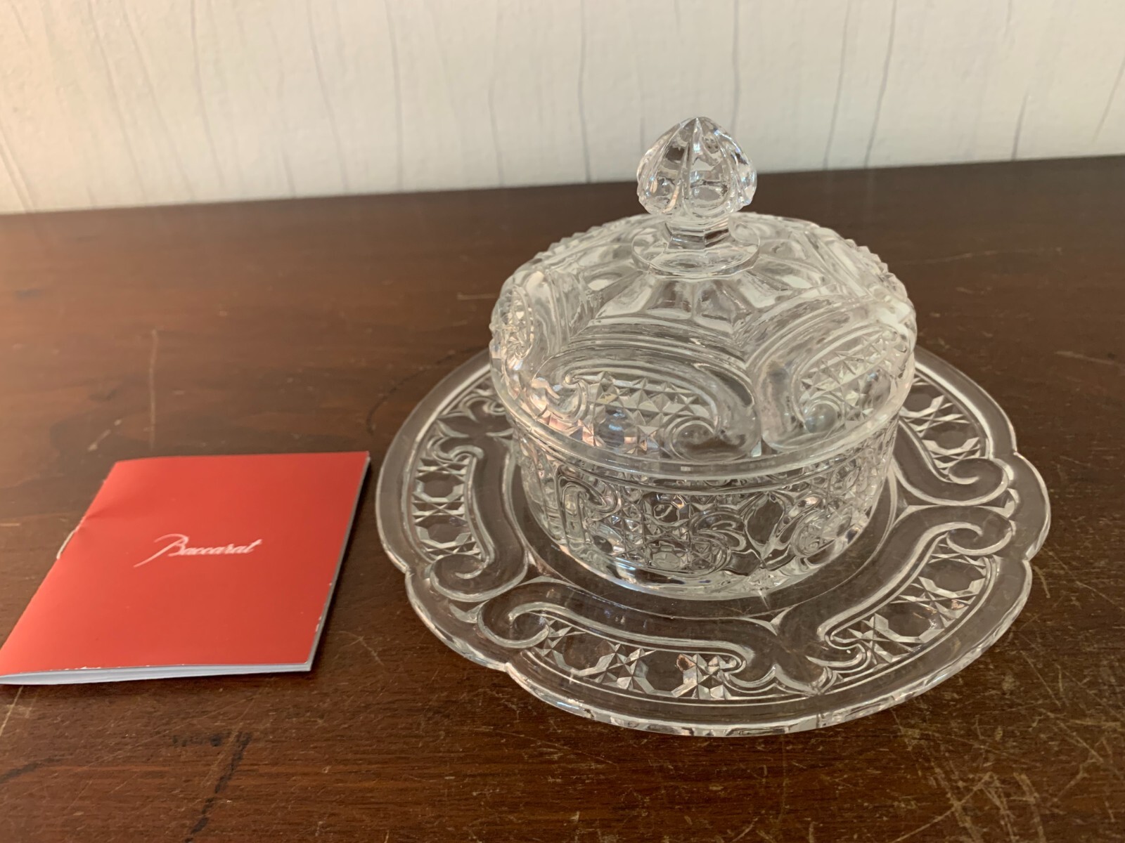 Antique Crystal Butter Dish by Baccarat
