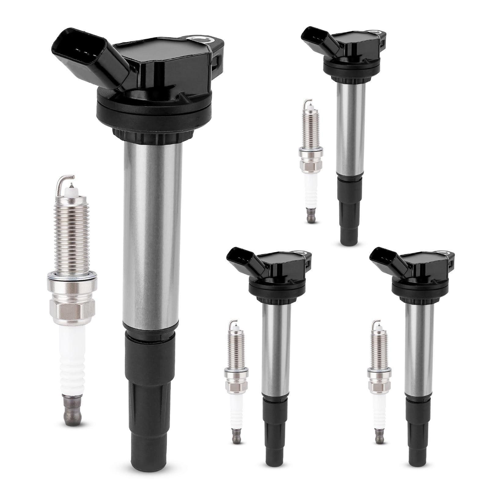 Sets of 4 UF596 Ignition Coil and 93501 Double Iridium Spark Plug Compatible ...