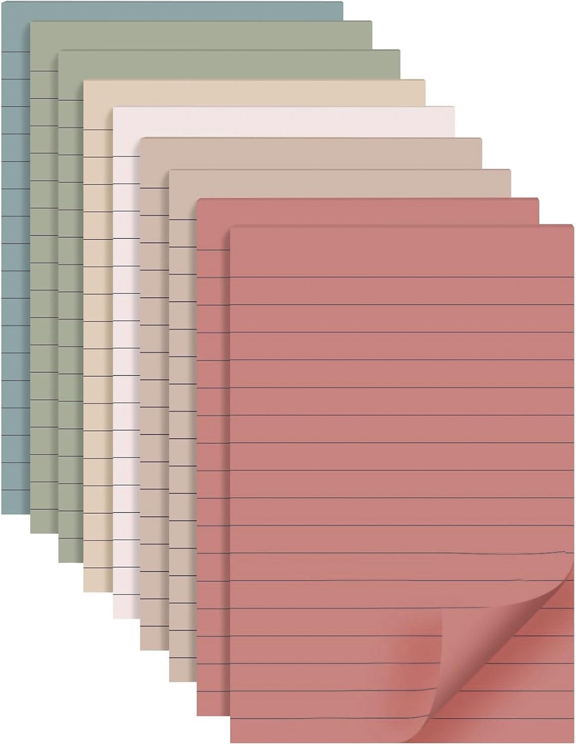 9 Pads Lined Sticky Notes 4x6 in Post, Vintage inches, Colors 