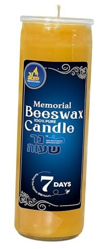  7 Day Beeswax Yartzeit Candle - 7 Day Kosher Yahrtzeit Memorial and Yom 1