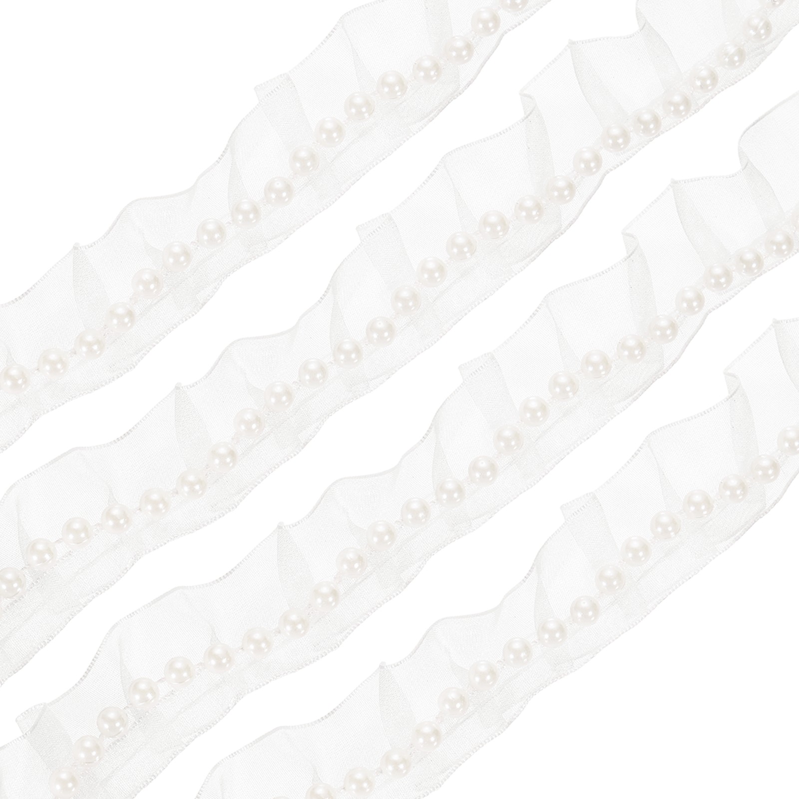 Pleated Lace Ruffle Trim Ribbon, 10 Yards 1 Inch Wide, White