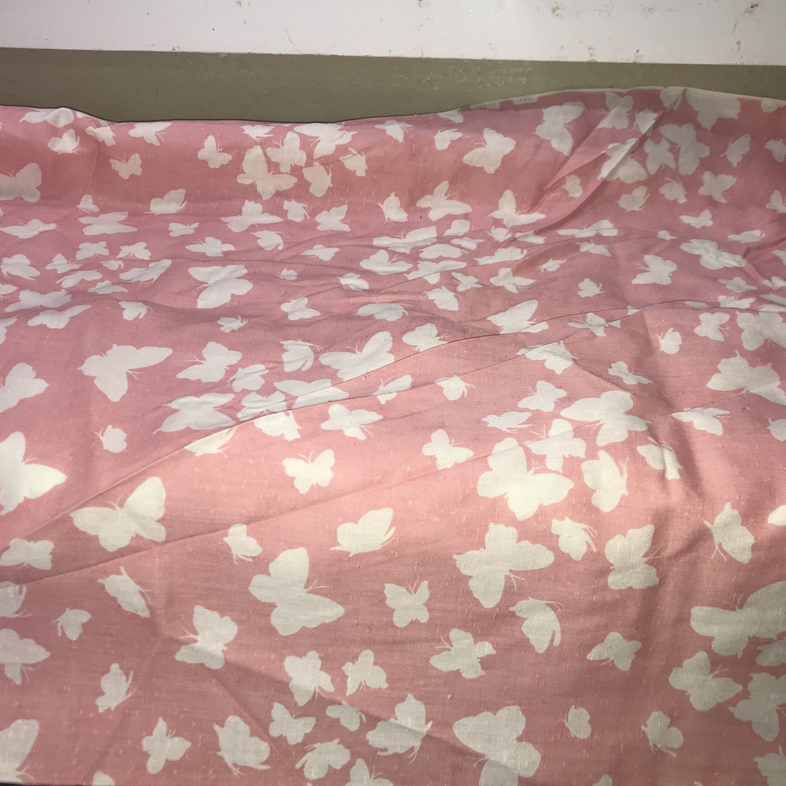 Vintage Cotton Linen Blend Fabric Peach Pink 3 And 1/2 Yards X 44” New Old Stock