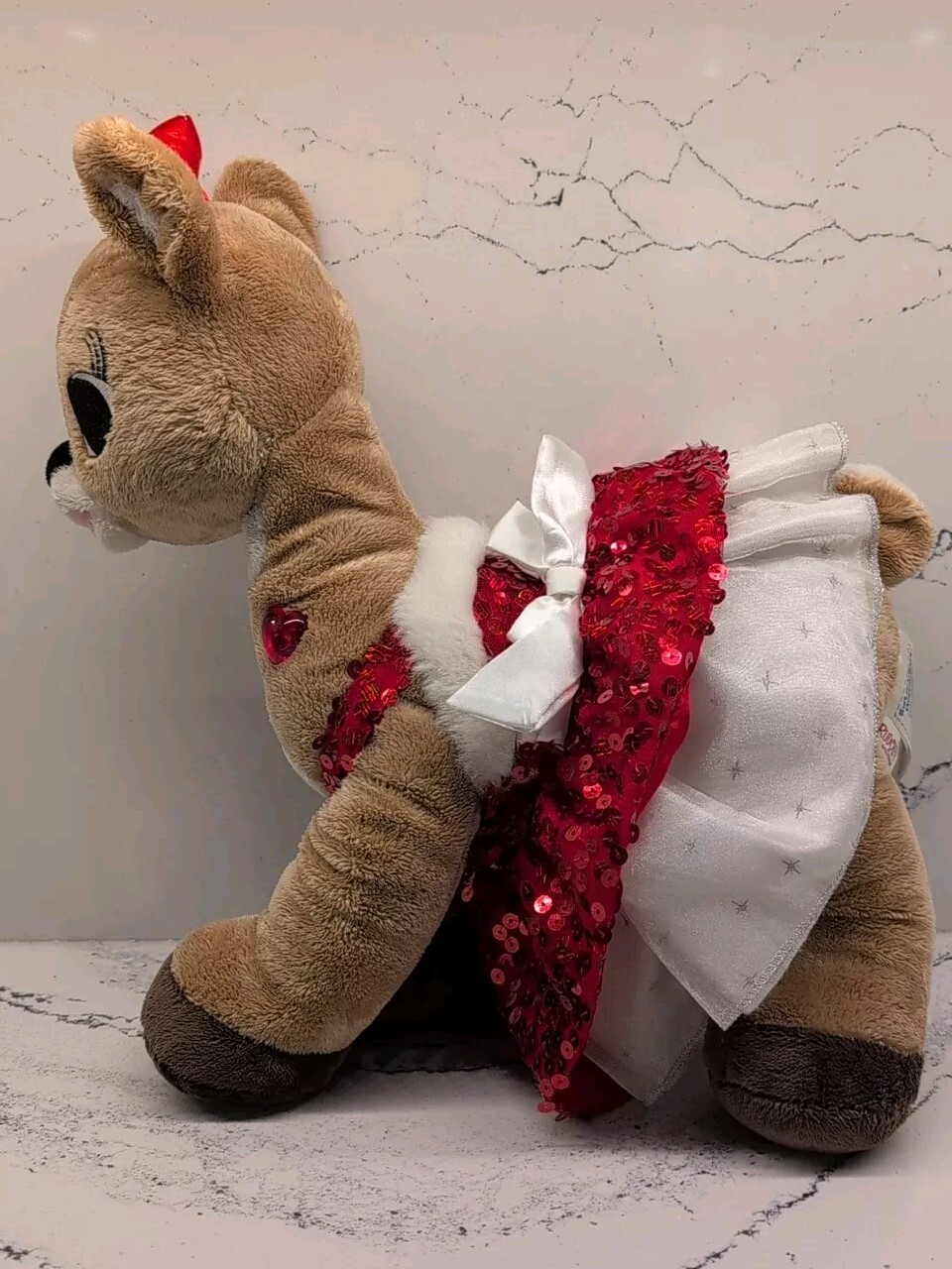 Build a Bear Rudolph Red Nosed Reindeer Clarice Deer Plush 15" Light Up Heart