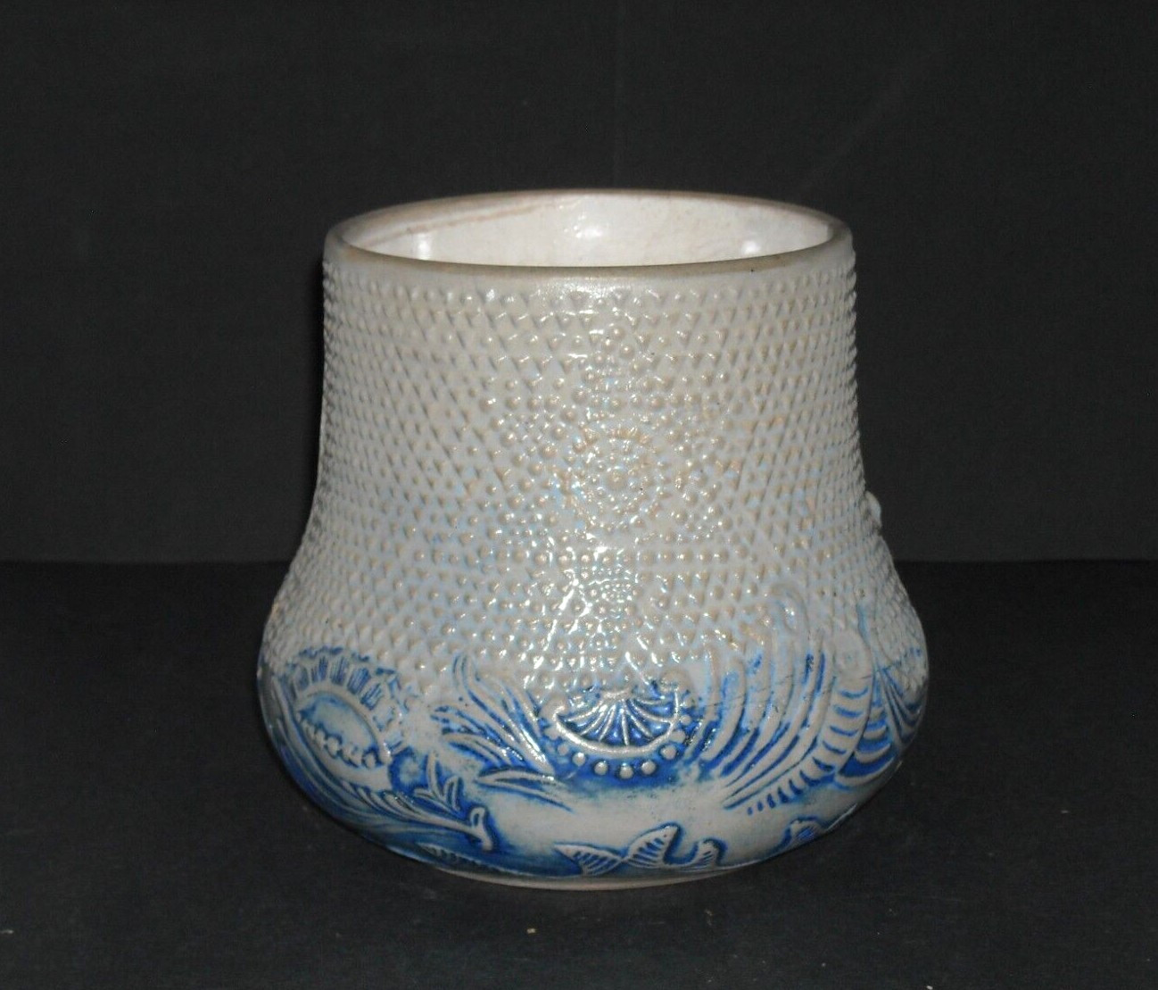 Antique (1890 - 1905) Blue & Grey Whites Utica Canister Stoneware New York