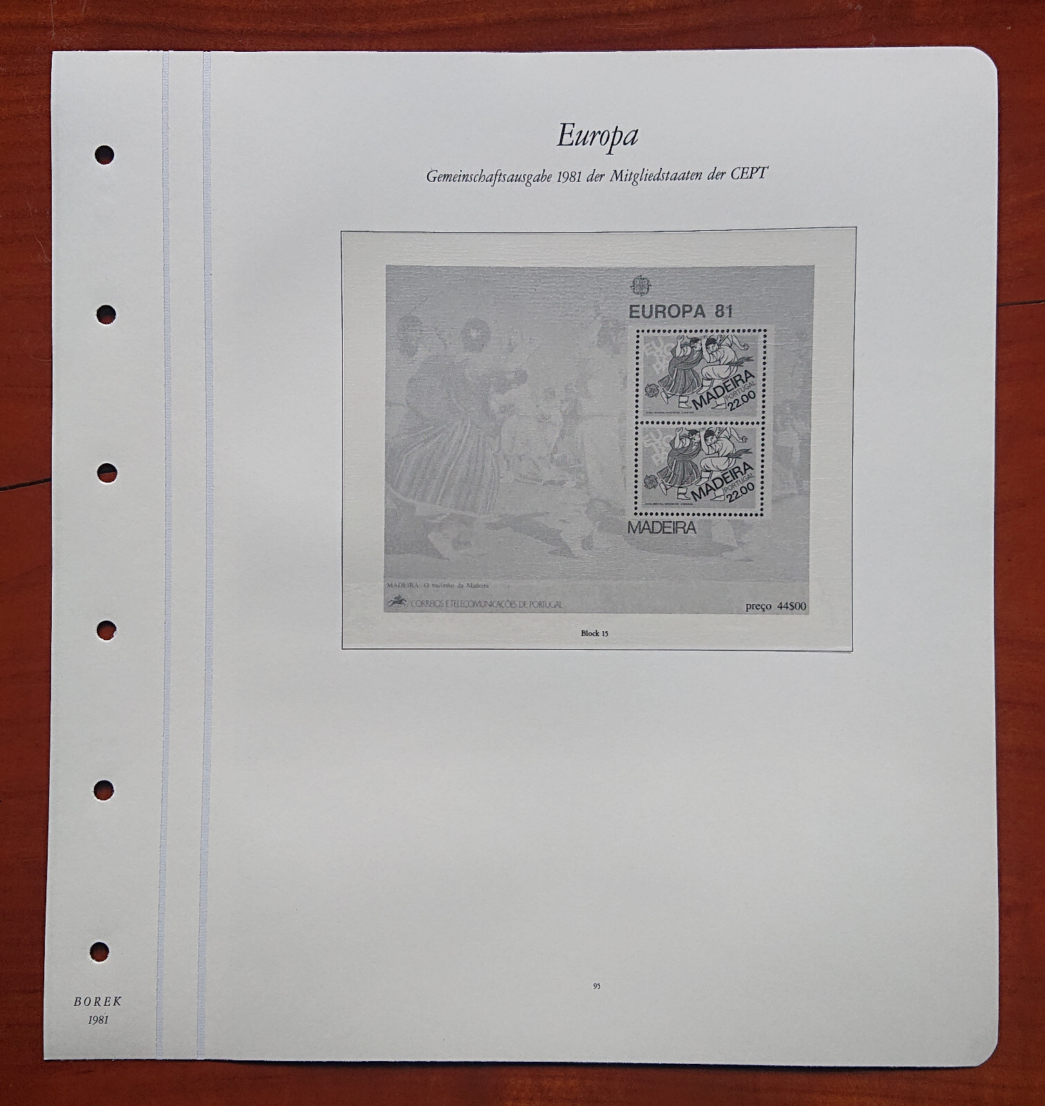 Vordruckblatt Europe Sinking Joint Issue 1981 Mitgliedstaaten Cept Madeira