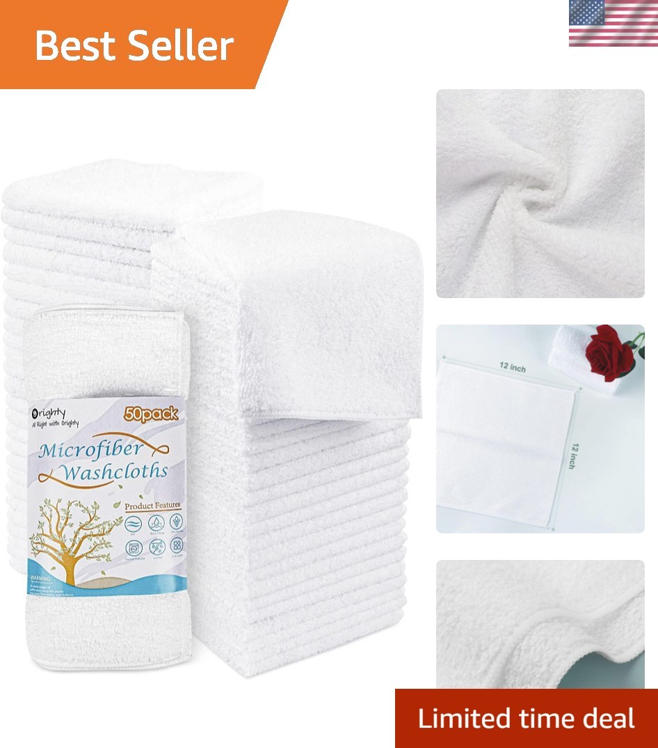 Washcloths Bulk Towels Set 50 Pack, Highly Absorbent and Soft Feel Microfiber...