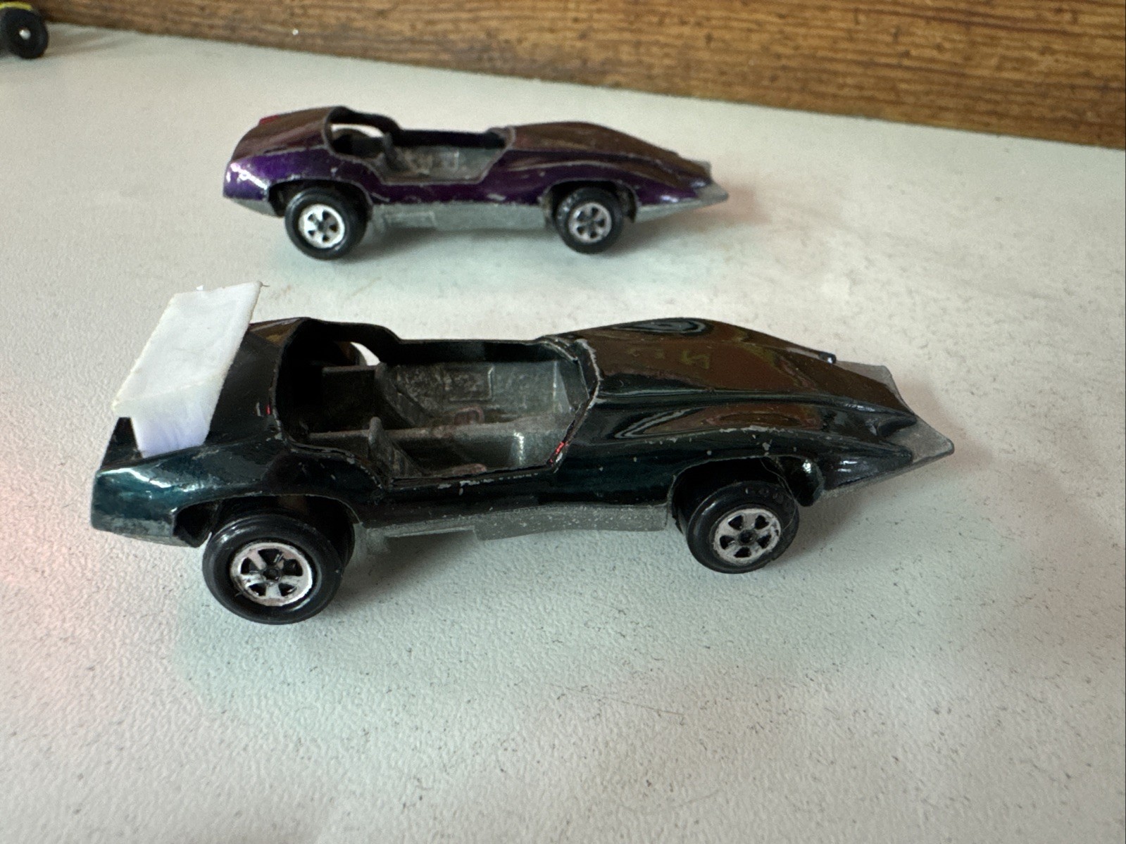 2 - 1969 Johnny Lightning Topper Redline CUSTOM SPOILER Cars - Purple & Green