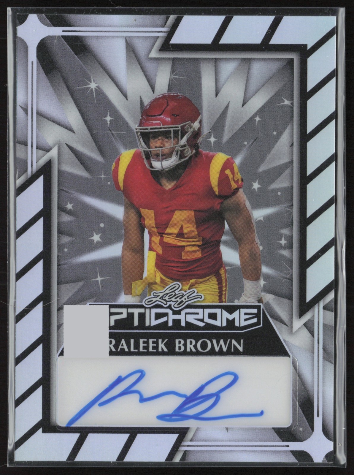 2024 Leaf Eclectic Raleek Brown Optichrome Prismatic Silver /10 #O-RB1 Auto USC