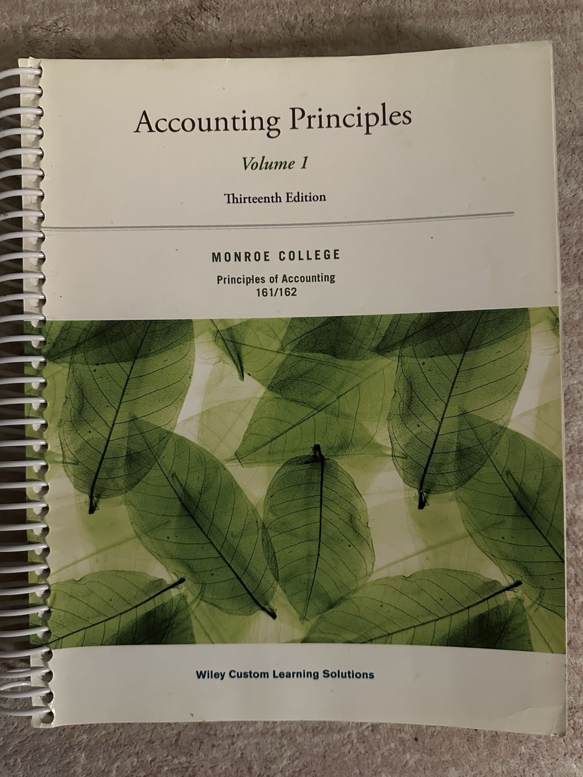Wiley Accounting Principles Volume 1 Thirteenth Edition Ringbound