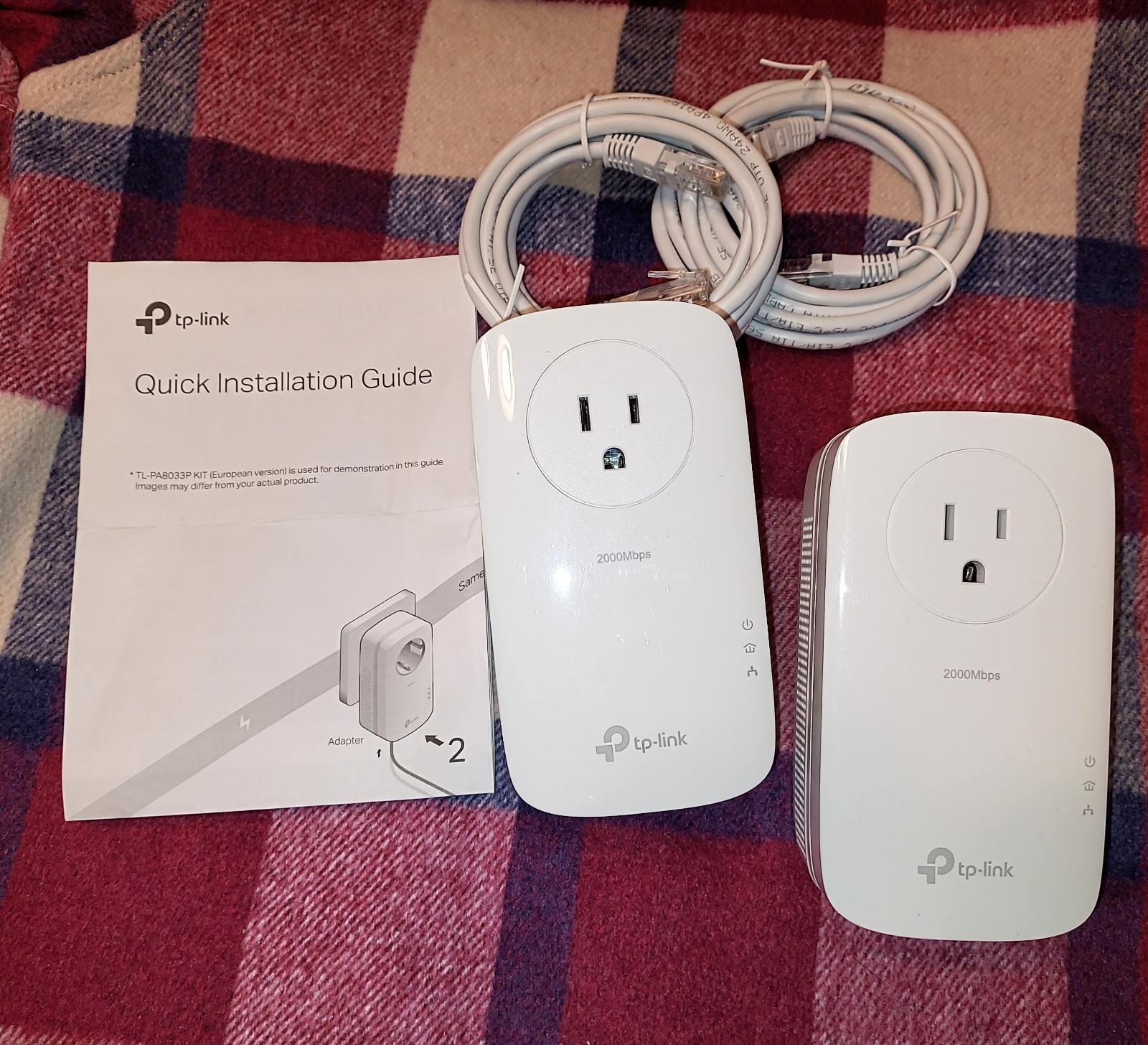 (2) TP-Link AV2000 2-port Gigabit Powerline Network Adapter  TL-PA9020P UNTESTED