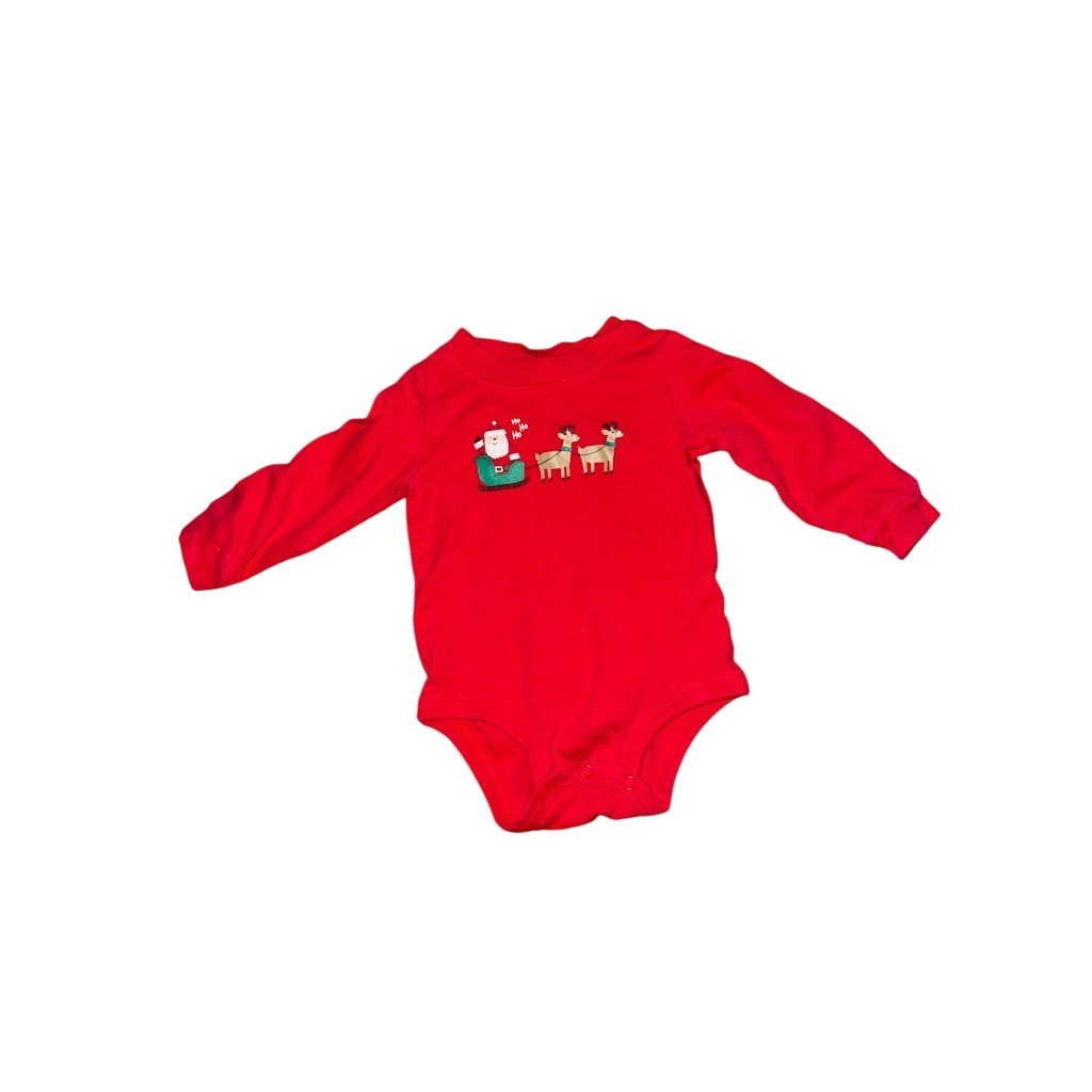 Carter’s Baby Christmas Long Sleeve Bodysuit Red Santa & Reindeer 9M