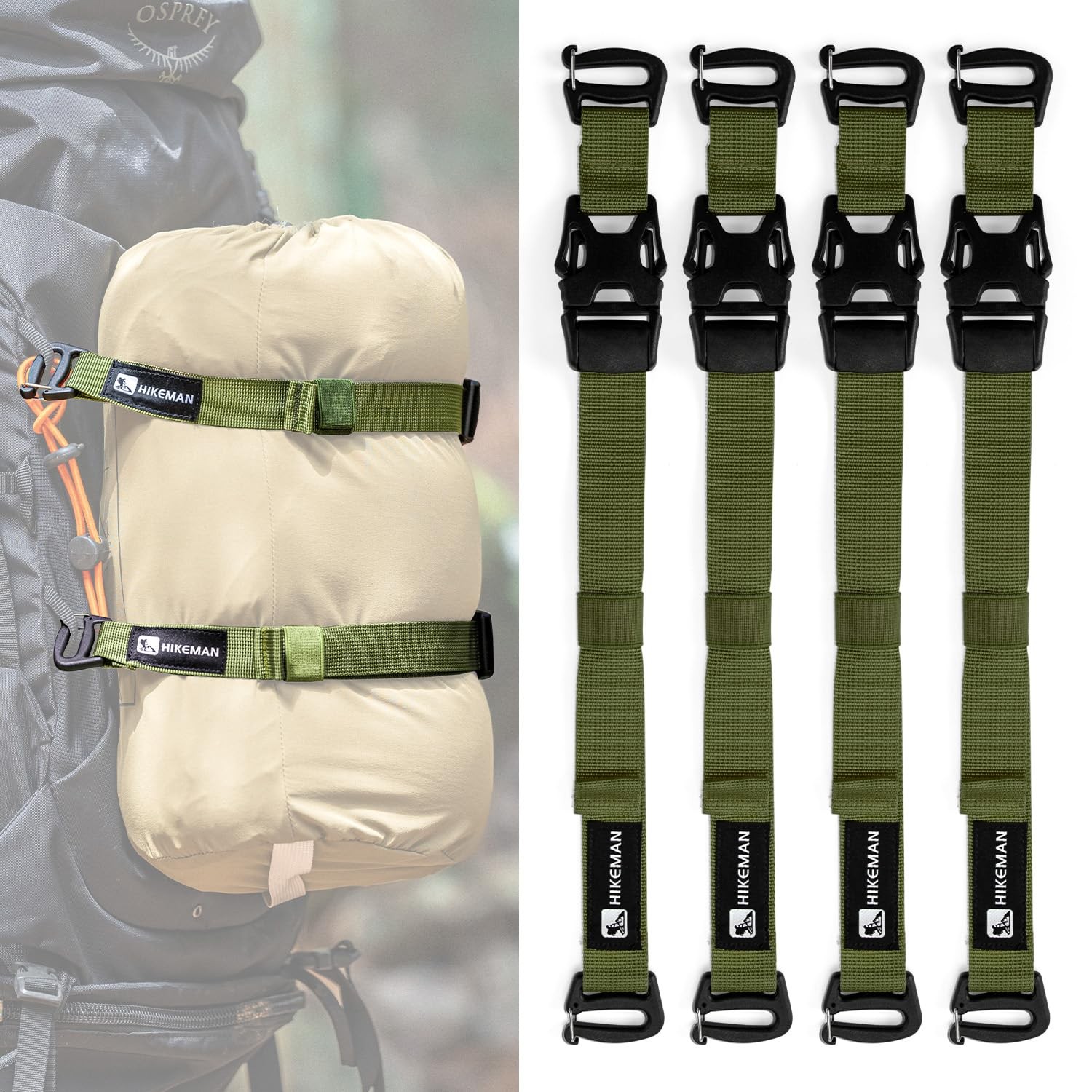 4 Pcs Tactical Molle System Backpack Straps and 19.49" x 0.98", Army Green 