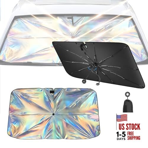 Car Windshield Sun Shade Umbrella, Foldable Sun Visor for Cars Car 55"x31"